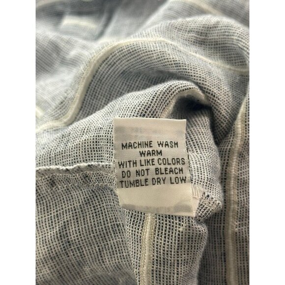 Habitat Clothes to Live In Linen Wrap Blouse Top Long Sleeve Blue White Size L - Picture 10 of 12